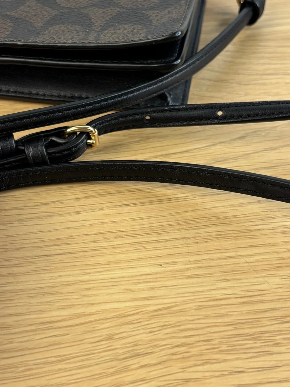 Coach Anna Foldover Clutch Crossbody in Signature Canvas Black/Brown